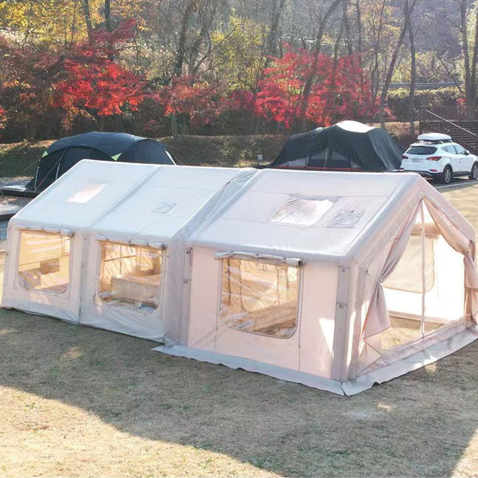 22 m² großes aufblasbares Glamping-Zelt mit zwei Zimmern und automatischer Luftzufuhr