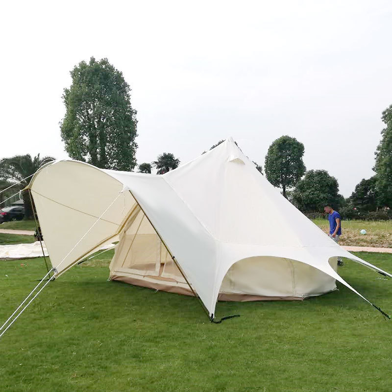 3M/4M/5M/6M Rundzelt mit Baldachin für Familiencamping und Glampingplätze