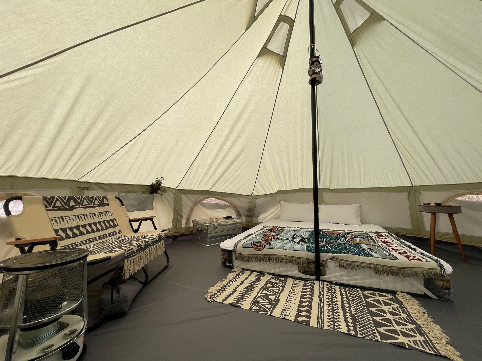 3M/4M/5M/6M Rundzelt mit Baldachin für Familiencamping und Glampingplätze