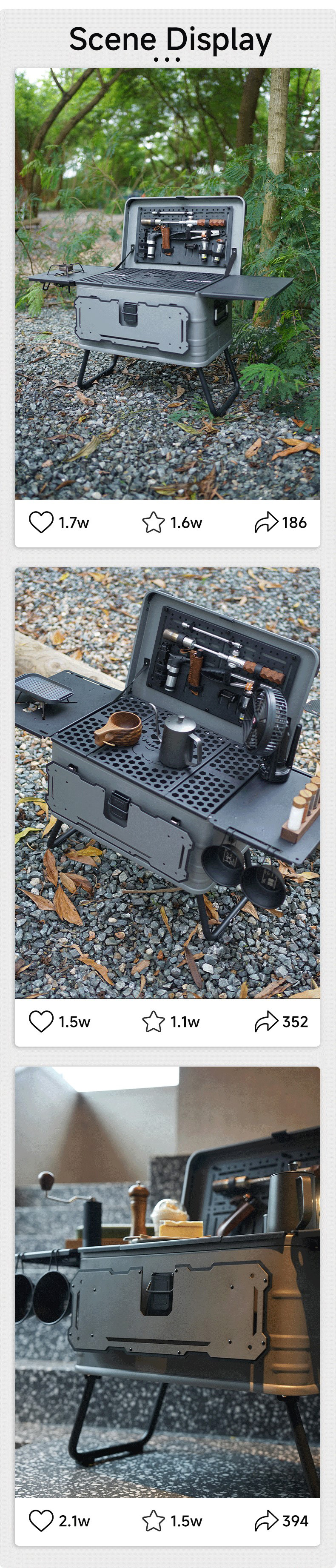 Faltbare Camping-Küchenbox aus Aluminium, 50 l