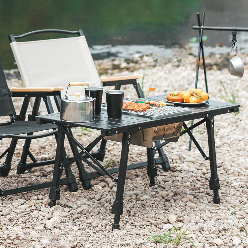 Tragbarer schwarzer IGT-Picknicktisch für Outdoor-Camping-Grillgarten