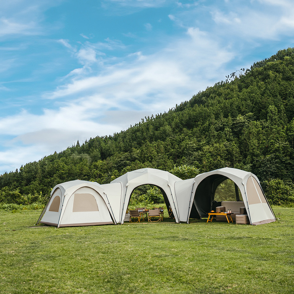 Mehrere DIY-gesplicte Campingzelte