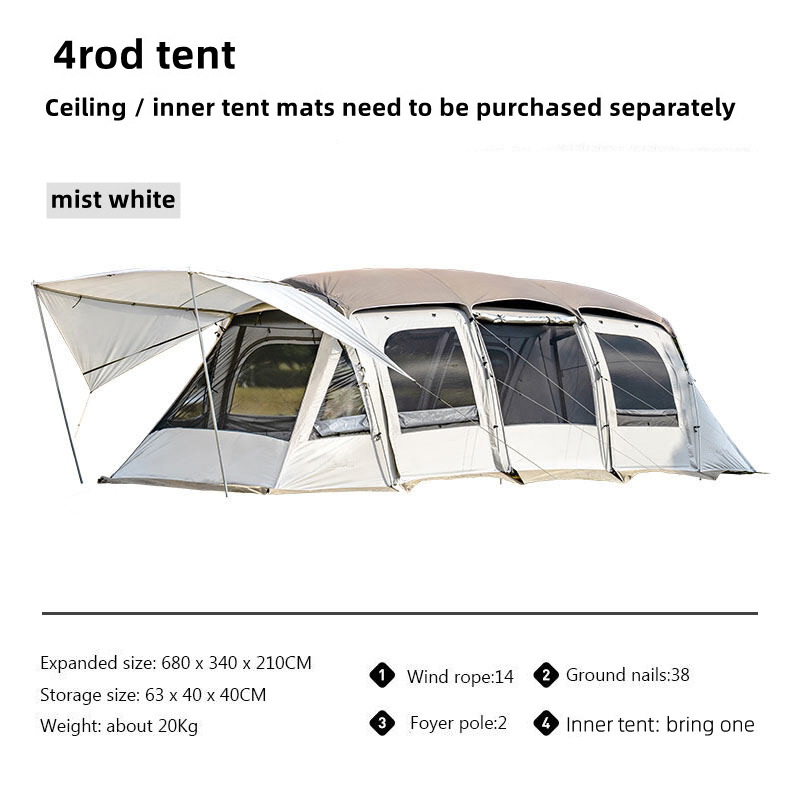 3/4 Zimmer Wasserdichtes Tunnel-Campingzelt