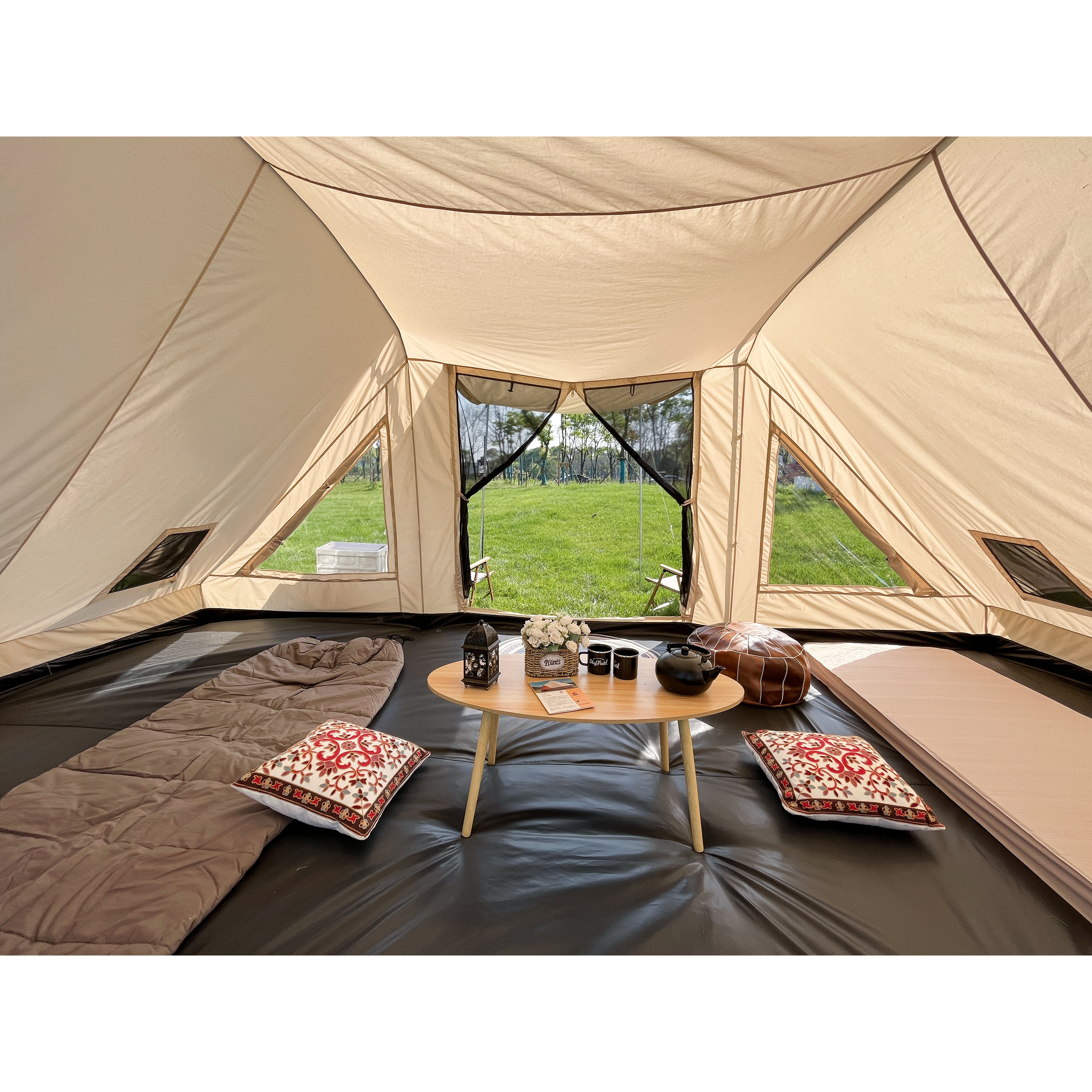 Tunnel-Familien-Glampingzelte aus Baumwollsegeltuch